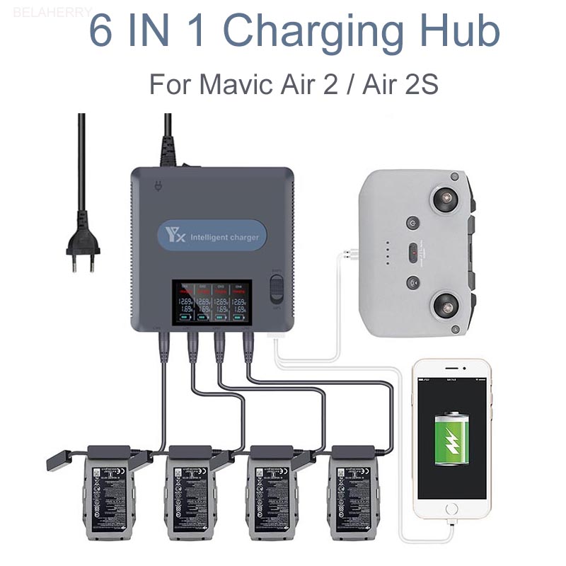 Drone Battery Balance Charger - 6ใน1แบตเตอรี่สำหรับ DJI Mavic Air 2 /2S