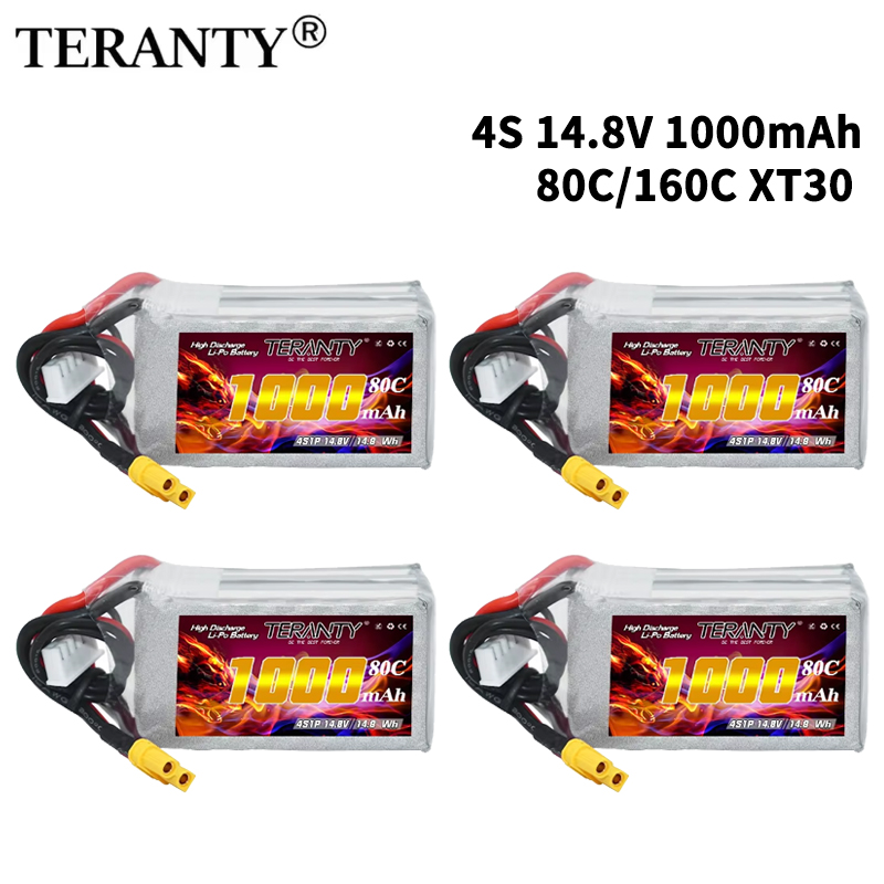 Drone Battery 4S - TERANTY 4S 1000mAh 14.8V 80C/160C แบตเตอรี่ลิโพพร้อมปลั๊ก