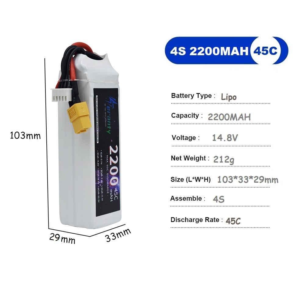 4S LiPo แบตเตอรี่ 14.8V 1500 m - Drone Battery 4S บทวิจารณ์และราคา