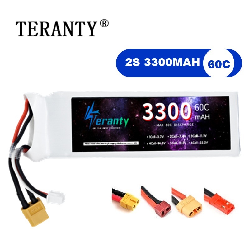 2S 7.4V LiPo แบตเตอรี่ 3300mAh - Drone Battery Connector บทวิจารณ์และราคา