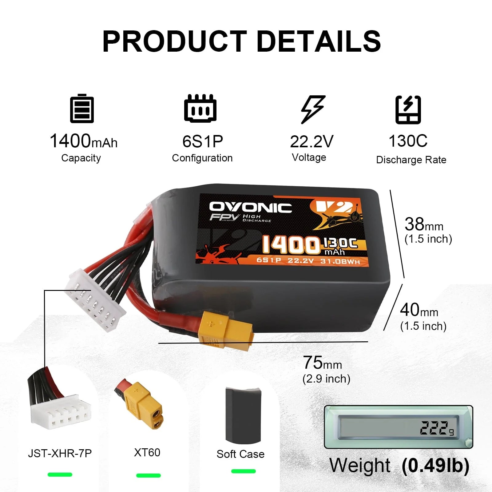 แบตเตอรี่ Ovonic 6S LiPo 22.2V - Drone Battery Bag บทวิจารณ์และราคา